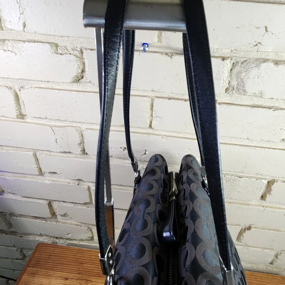 Coach Madeline Black Signature C's Satchel Handbag Purse C